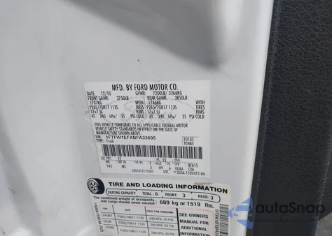 2011 Ford F150 Supercrew z USA, uszkodzony, nr VIN 1FTFW1EFXBFA33695